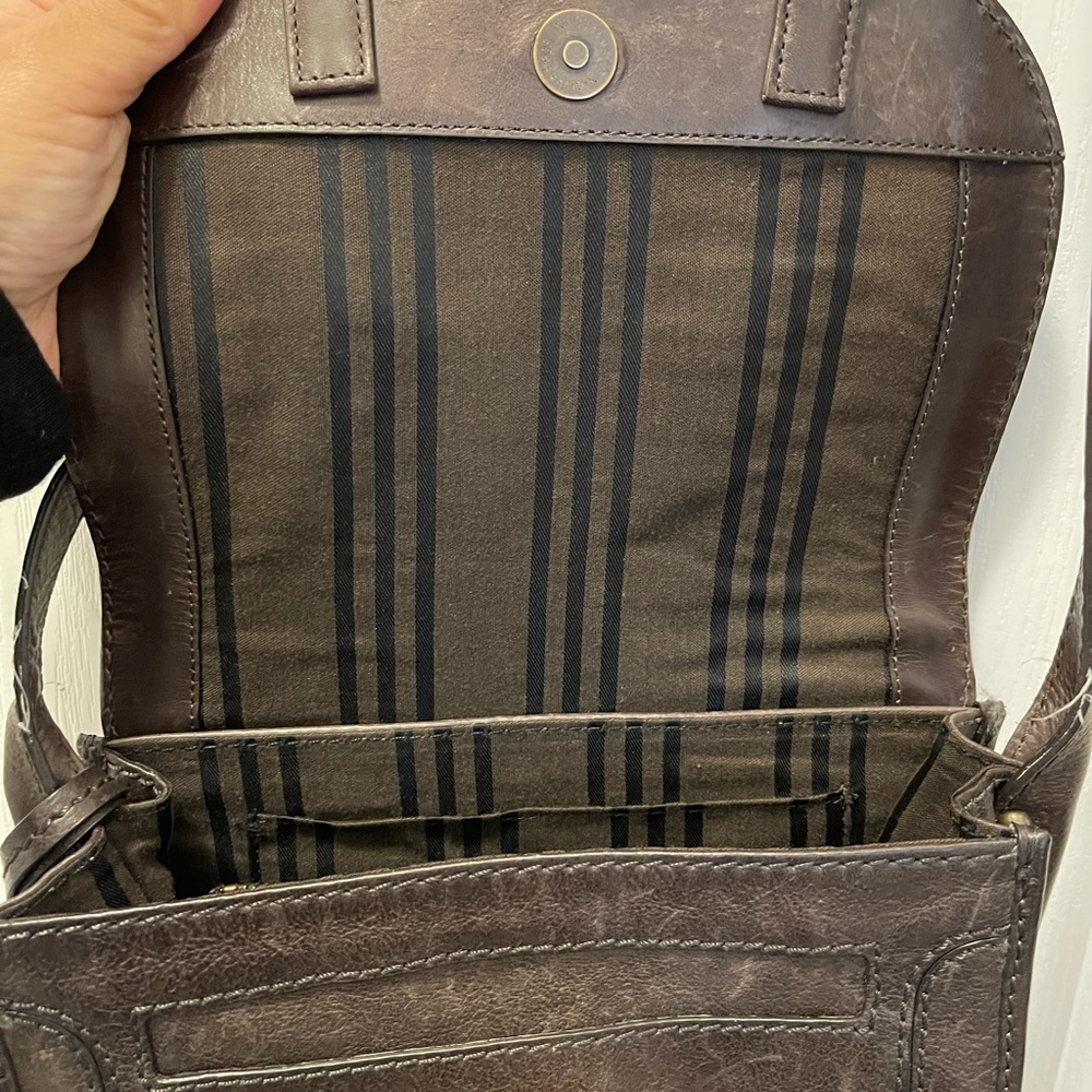 FRYE ANNA SADDLE HANDBAG DB222 CHARCOAL ITALIAN LEATHER $498 - Picture 12 of 16